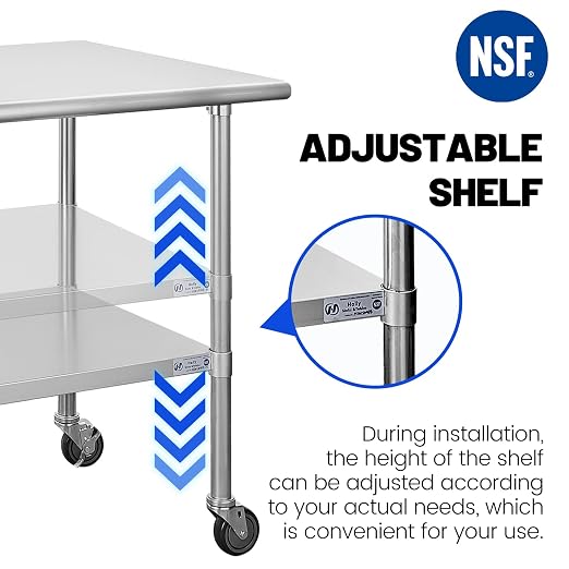 Hally Stainless Steel Table for Prep & Work 24 x 30 Inches - Image 6