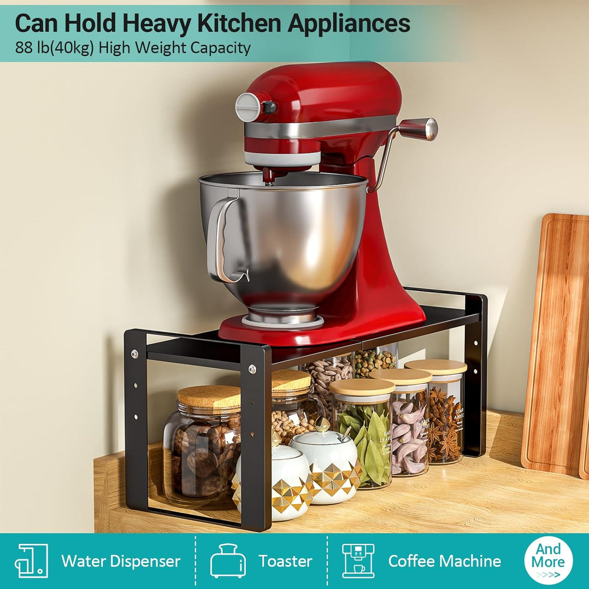 2 Pack Expandable Cabinet Organizer Shelves, 88lbs High Weight