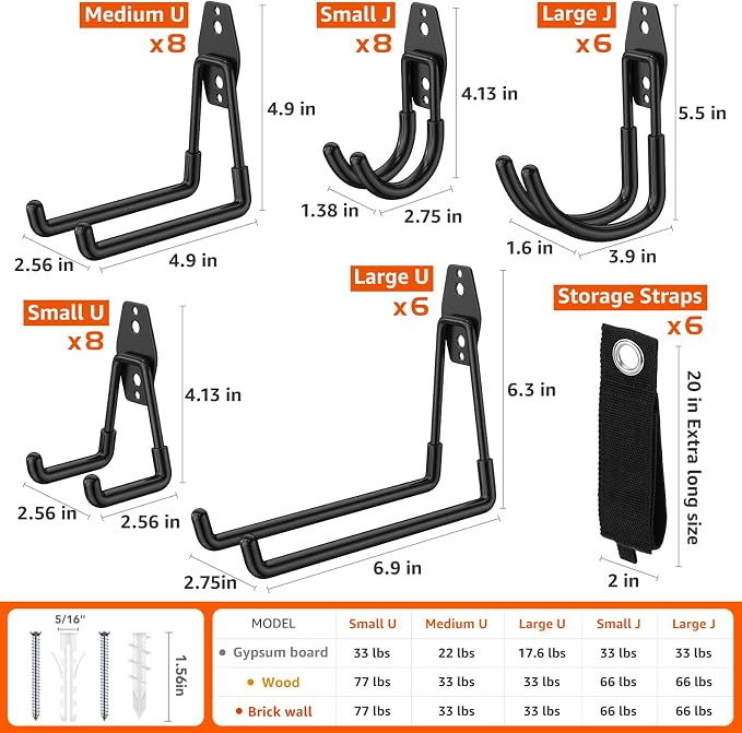 42 Pack Garage Hooks with Anti-Slip Coating Heavy Duty Wall Mount Hooks - Image 2