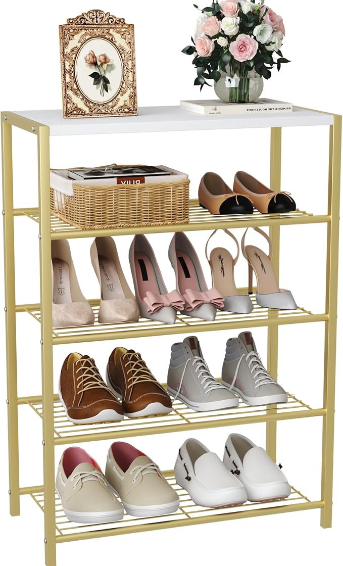 HOMEFORT 5-Tier Shoe Rack, Shoe Storage Shelf, Industrial Shoe Tower, Narrow by HOMEFORT