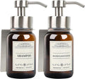 Glass Soap Dispenser with Pump and Wall Mount Holder, 8.5 Oz Shampoo and by NOBTOU