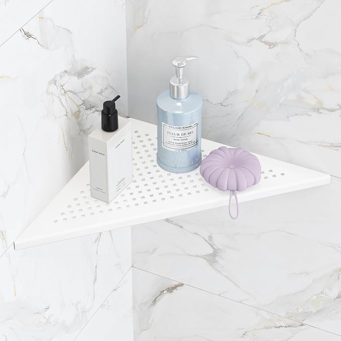 Bathroom Corner Shelf, Recessed 12" Shower Shelf Caddy, SUS304 Stainless Steel by Qeke