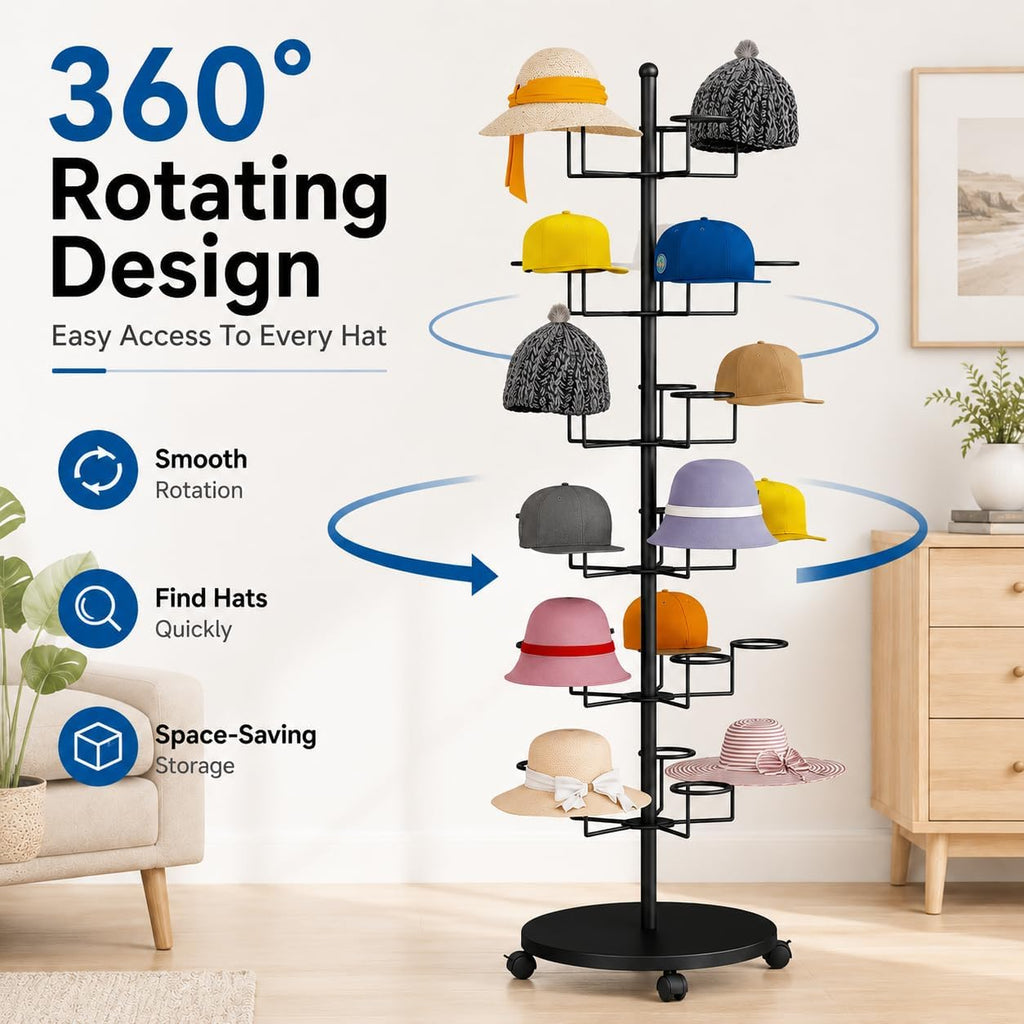 Hat Rack Stand 30-Hooks, Hat Display Stand Metal