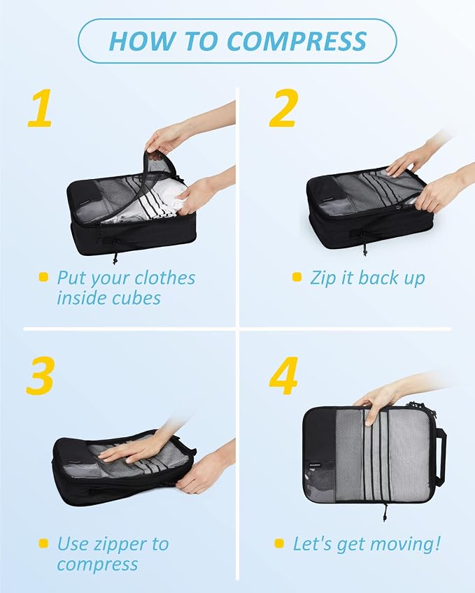BAGSMART 6 Set /4 Set/2 Set Compression Packing Cubes - Image 5