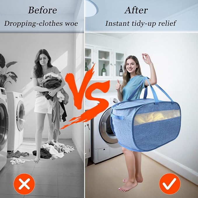 Upgraded 100L Extra Large Mesh Pop Up Laundry Hamper - Image 7