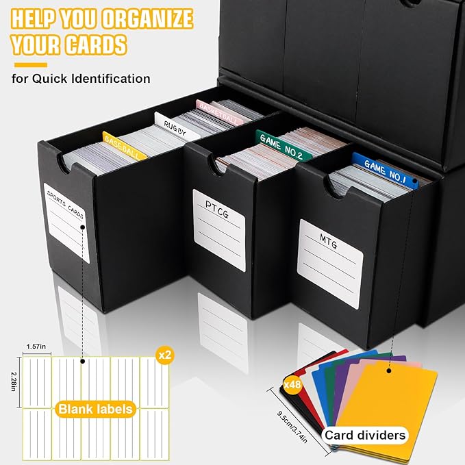 Trading Card Storage Box, Includes 18-600 CT Boxes & 60 Card Dividers, Trading - Image 4