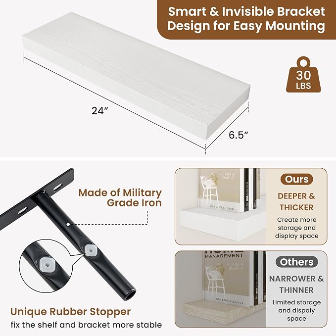 fuqing Floating Shelves for Wall, Wall Mounted Wood Floating Shelf - Image 2