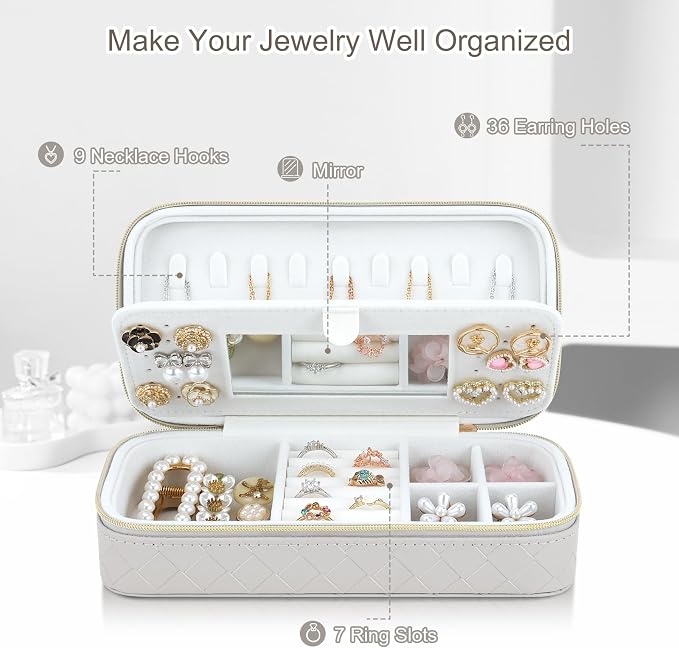 DesignSter Jewelry Organizer, Small Portable Travel Jewelry Storage - Image 2