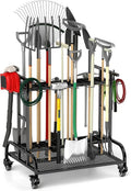 Garden Tool Organizer with Wheels, Large Capacity Garage Tool Rack with Hooks by Unknown