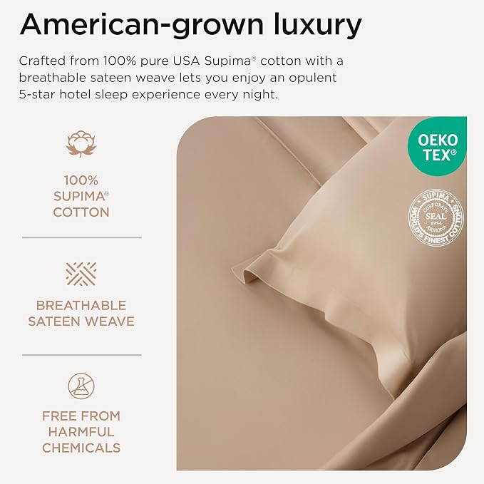 Threadmill California King Sheet Sets |Certified American Supima Cotton Sheets - Image 3