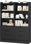 DICTAC Bookcase Set of 2 with 3 Drawers 73.23'' Bookshelf Storage Cabinets with by DICTAC