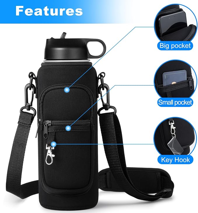 Water Bottle Holder with Strap for Hydroflask 32oz 40oz, Carrier Sling Bag with - Image 4