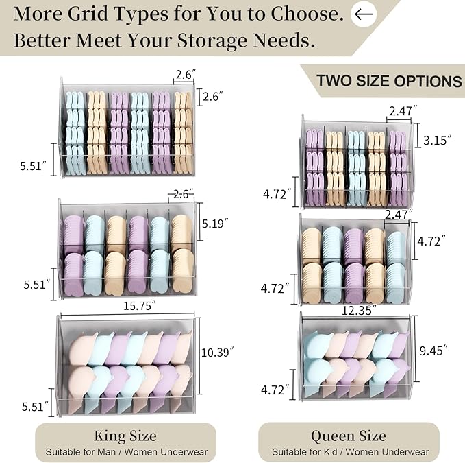 Underwear Organizer Drawer, 10 Cells Plastic Sock Underwear Storage Drawer - Image 2