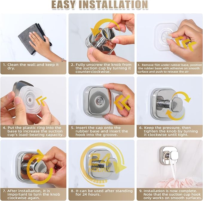 No-Drill Reusable Suction Cup Hooks, Coat Hook - Image 7