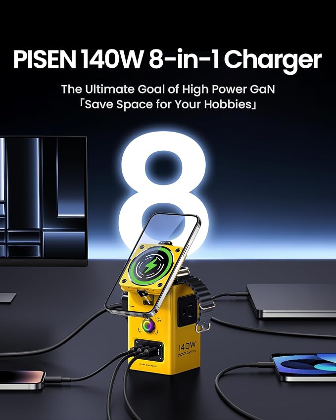 PISEN 8-in-1 Mag-Safe Charger Stand - 140W Charging Station - Image 4