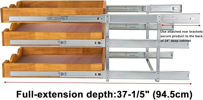 DINDON 3 Tier Pull Out Cabinet Organizer 20”W X21”D Slide Out Shelves - Image 7