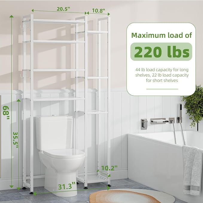 Simple Trending 8 Tier Over The Toilet Storage - Image 3