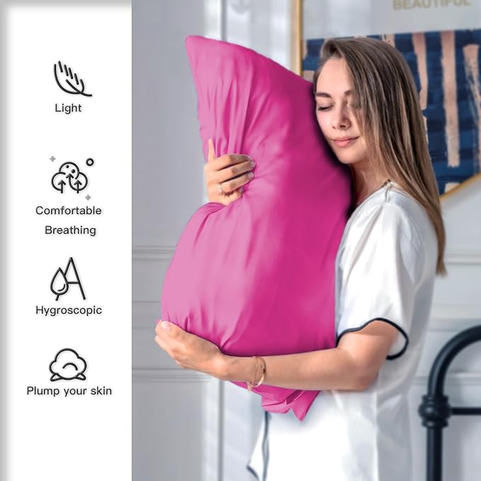 Silk Pillow Cases 2 Pack Soft Breathable and Sliky Queen Size Pillow Cases Set - Image 3