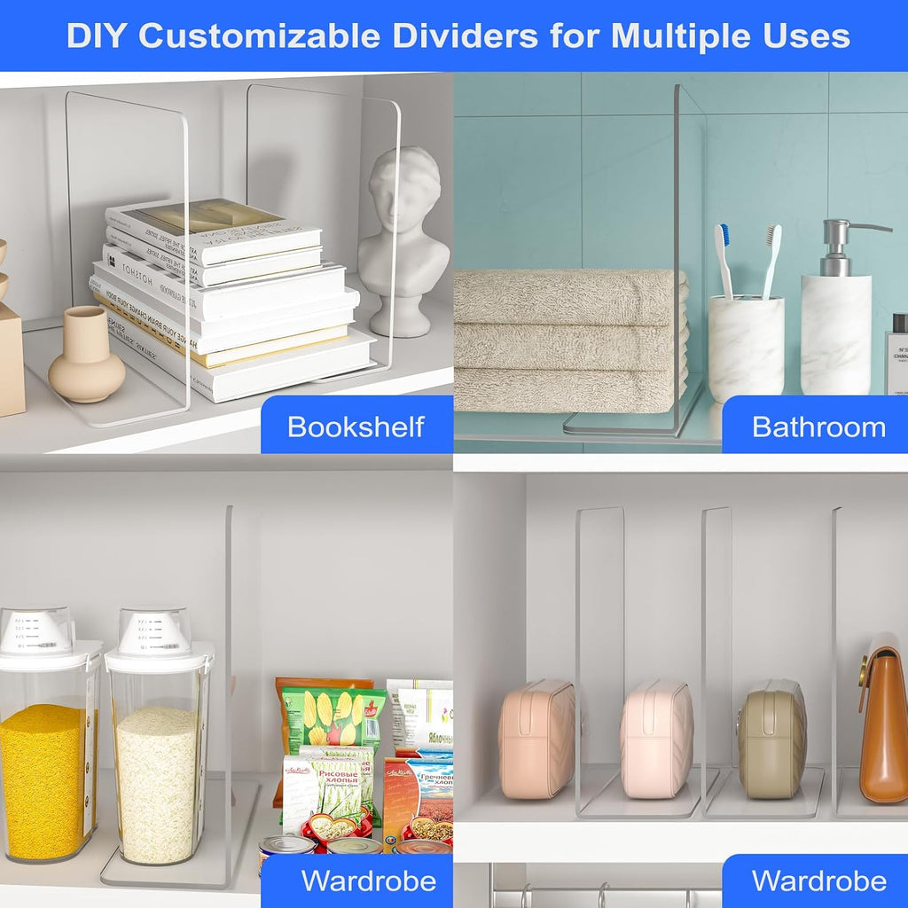 OKPOW Shelf Dividers Closet Organizer - 12" Tall X 11.8" Deep Acrylic