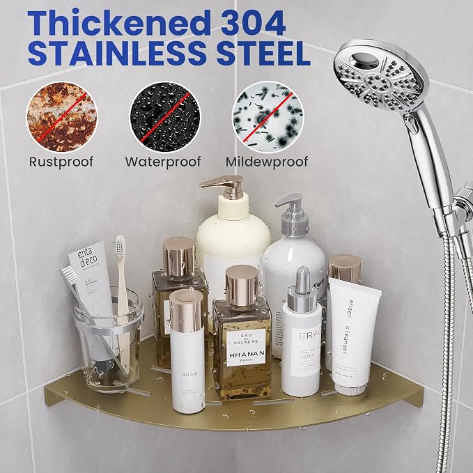 2 Pack Corner Shower Shelves Load Capacity 40 lbs 304 Stainless Steel Shower - Image 4