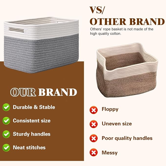 Storage Baskets for Organizing, 4 Pack Storage Baskets for Shelves, Woven - Image 4