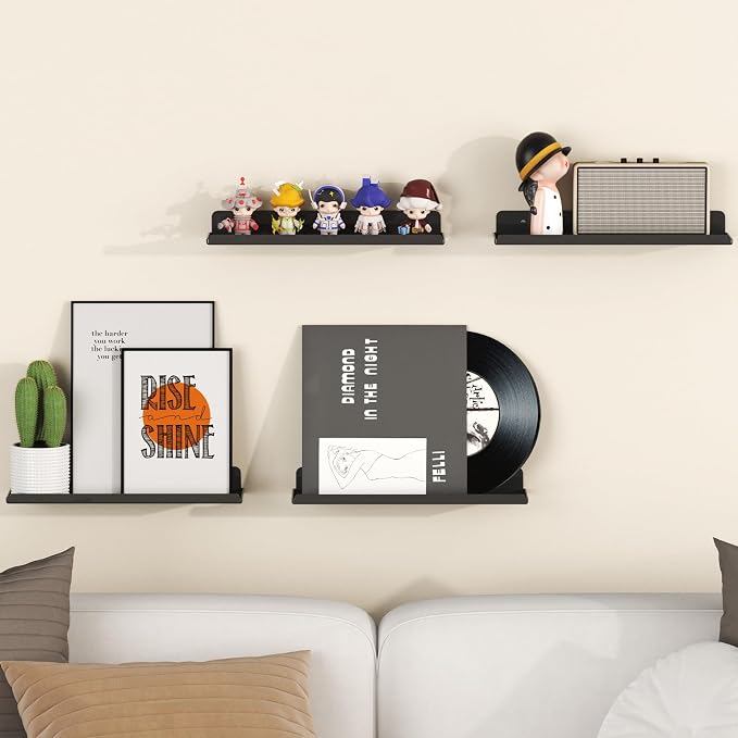 Lifewit Floating Shelves for Wall, 10 Pack Black Acrylic Shelf 15" Room Decor - Image 2
