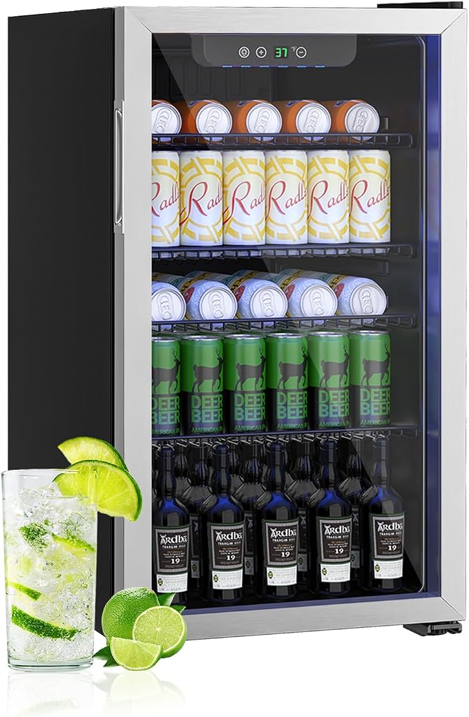 3.2 Cubic Feet Mini Fridge, 126 Can Freestanding Beverage Refrigerator by Erivess