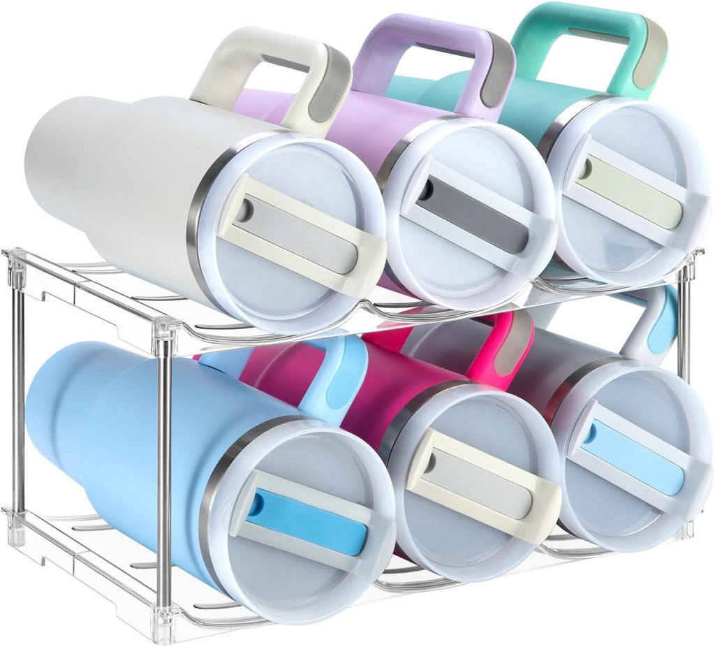 Sbosbo Water Bottle Organizer, Stackable Bottle Storage Rack, 4 Pack