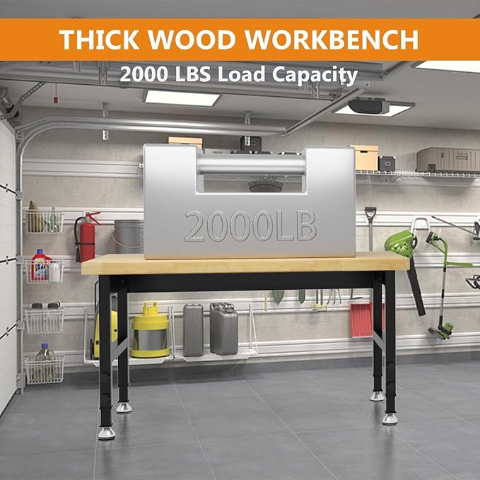 48" Work Bench, Adjustable Height Workbench, Heavy-Duty Thicker Work Table - Image 5