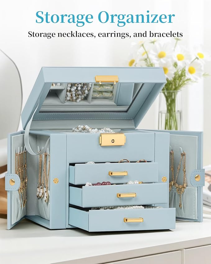 TORIBIO Jewelry Box for Women, Leather Jewelry Organizer - Image 3