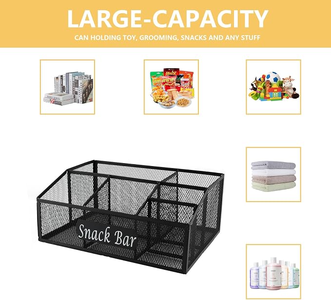 Snack Organizer for Pantry Shelf, Metal Snack Organizer Snack Basket, 6 - Image 6