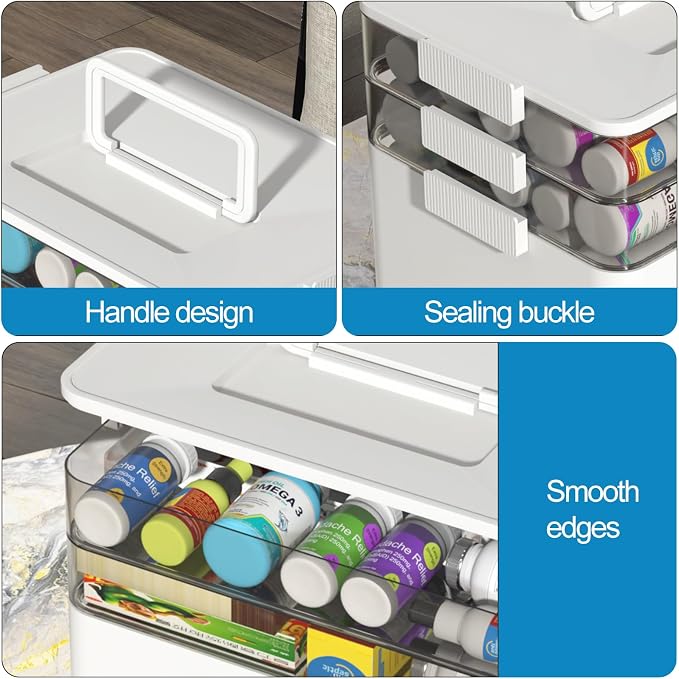 Morcte 3-Tier Medicine Organizer, Portable Medicine Cabinet - Image 3