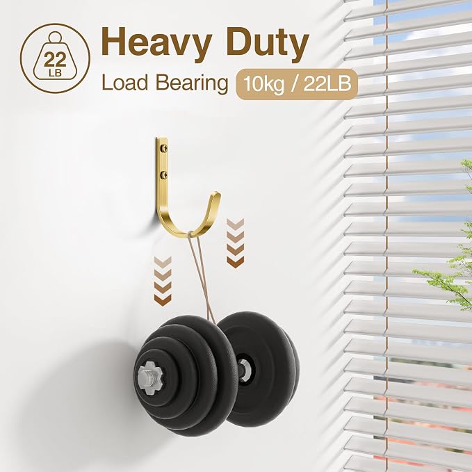 Wall Hooks for Hanging Towel/Coat - 22LB Screw in Metal Hanger Wall Mount - Image 3