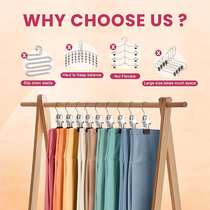 50 Pack Pants Hangers with Clip, Legging Organizer - Image 7