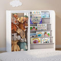 White Kids Bookshelf & Stuffed Animal Net Holder Plush Toy Storage Organizer by HedoAjim