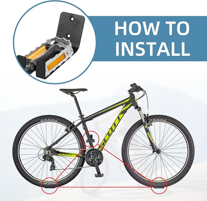 6 Pack Bike Wall Mount Bike Pedal Hanger Wall Mount Bike Hangers Heavy Duty - Image 3