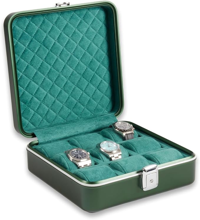 Bey-Berk Personalized Prague Aluminum 9-Slot Watch Case, Locking Travel Metal by Bey-Berk