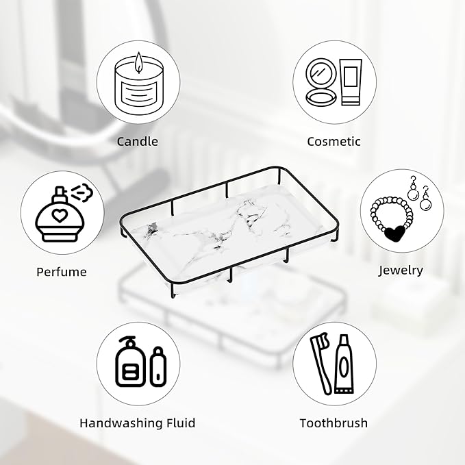 Vanity Tray Makeup Organizer Cosmetics Storage Bathroom Skincare Organizer - Image 3