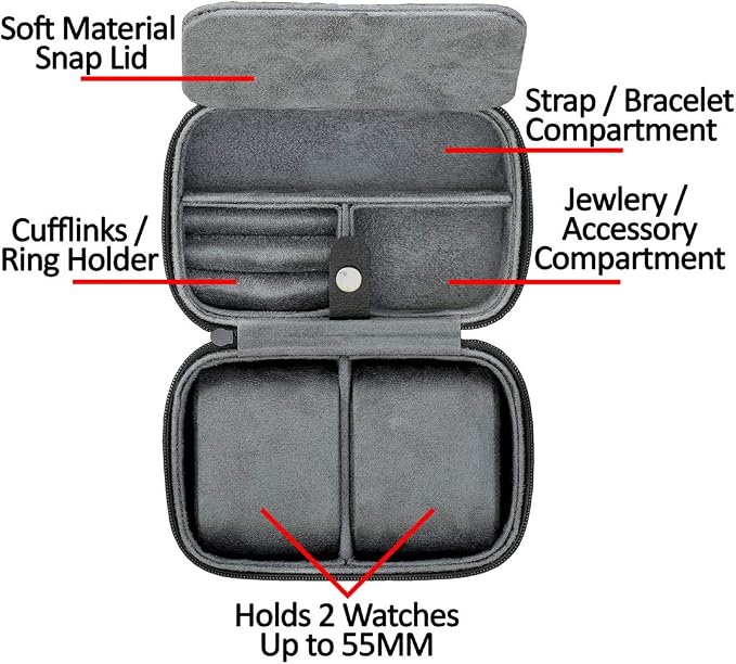 ROTHWELL Gift Set 6 Slot Leather Watch Box and 2 Watch Travel Case - Image 6