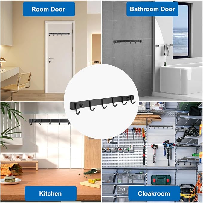2 Pack Coat Rack Wall Mount, 12.6 in Wall Hooks - Image 4