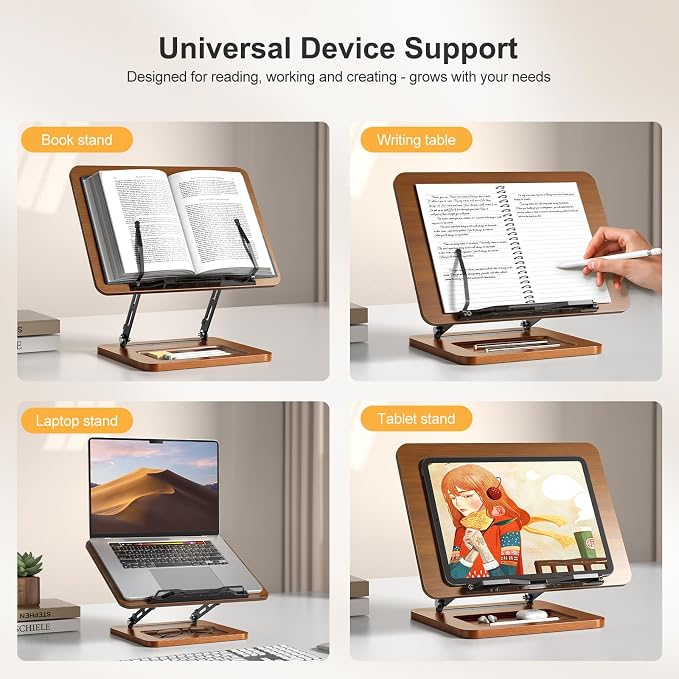 Book Stand for Reading with Light, Book Holders for Reading Hands Free - Image 8
