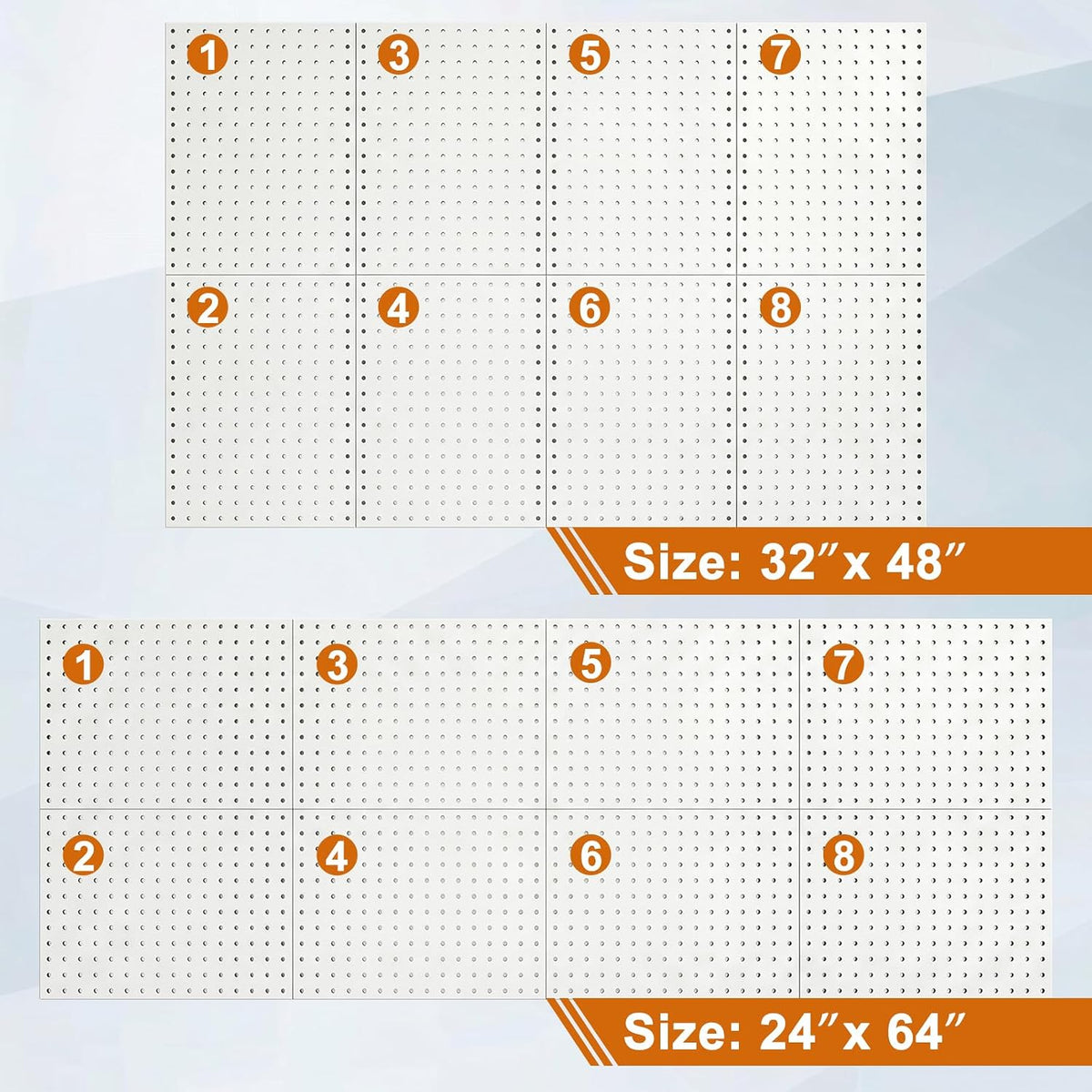 8 Pcs Metal Pegboard Panels, 16"x12" Heavy Duty Peg Boards for Garage