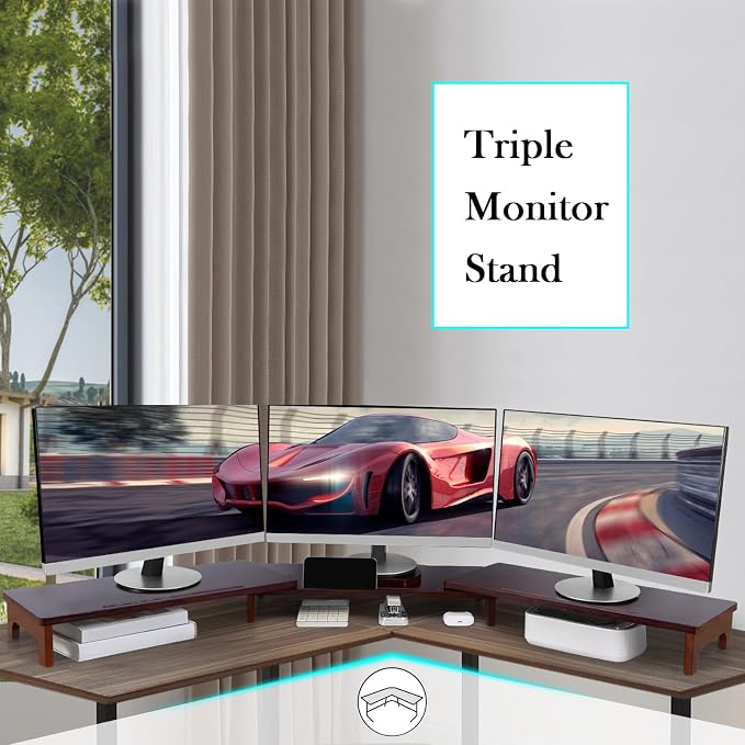 Nnewvante Large Dual Monitor Stand Riser, 60 inch Bamboo Monitor Stand - Image 6