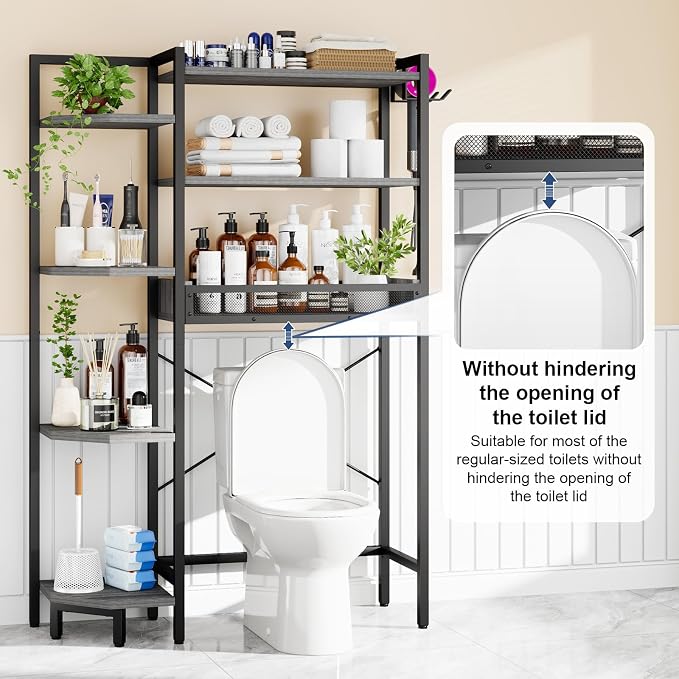 K1 Heavy Duty 7-Tier Over The Toilet Storage（with Basket and Paper Hook） - Image 6