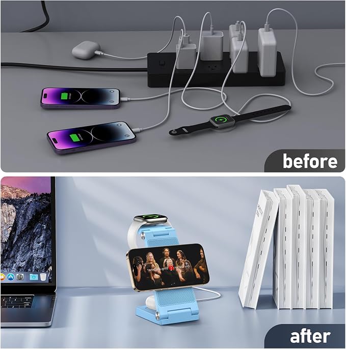 Magnetic Wireless Charger Stand, 3 in 1 Foldable Wireless Charging Station - Image 6