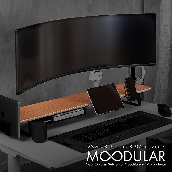 Moodular Wooden Monitor Stand 45.6” Large Desk Organizer - Image 2