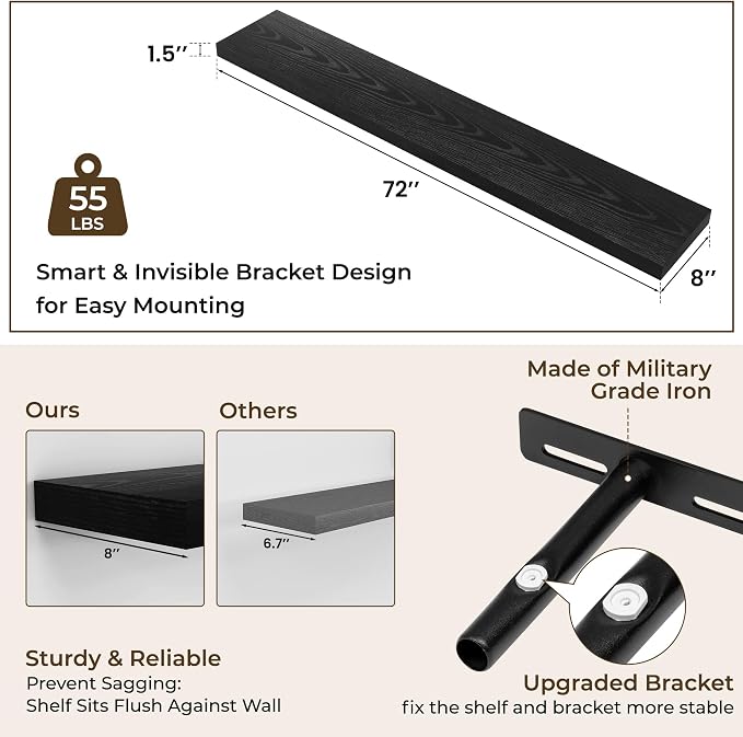 RICHFOCUS 72Inch Floating Shelves - Image 4