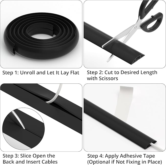 ZhiYo 10ft Cord Covers for Wires on Floor, Cord Hider Floor Hide Extension Cords - Image 5