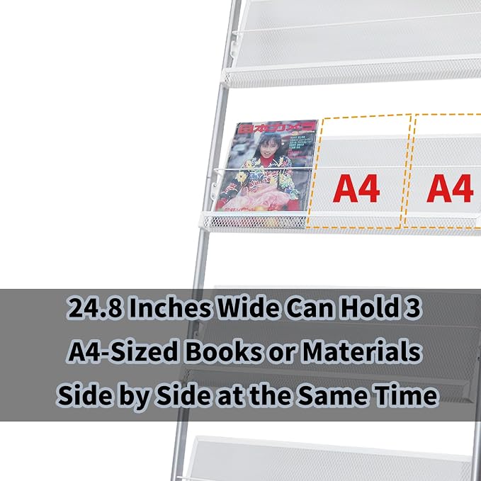 Floor Standing Magazine Rack, 4 Tier Document Display Rack, Suitable - Image 4