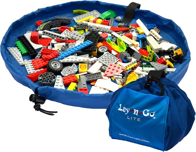 Lay-n-Go 2-in-1 Small Portable Drawstring Toys Storage Organizer and Play Mat by Lay-n-Go